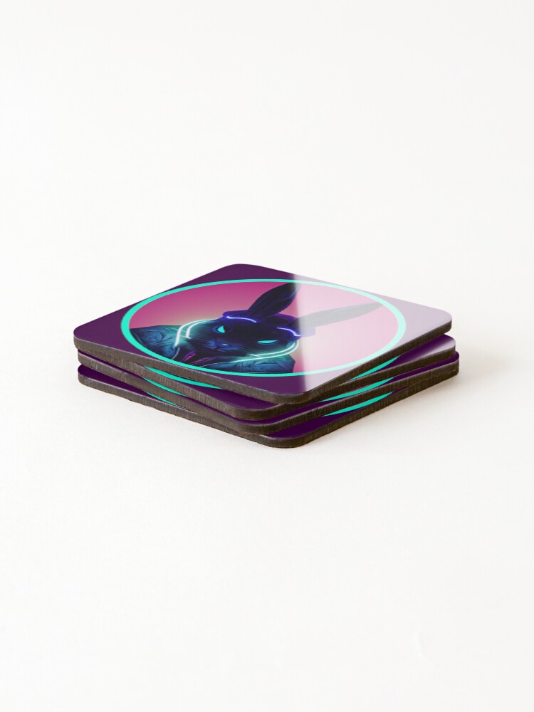 Thumbnail 4 of 5, Coasters (Set of 4), Cyborg Rabbit designed and sold by BLADESTEM.