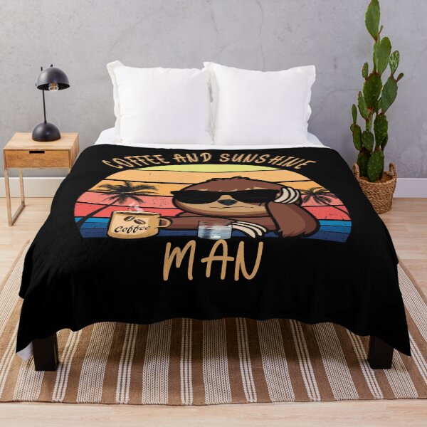 Item preview, Man Coffee and sunshine vintage sunset sloth designed and sold by TipTopTapo.