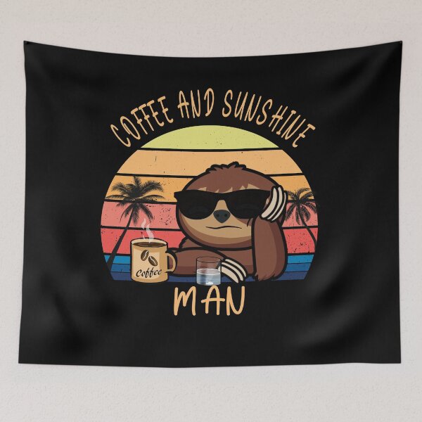 Item preview, Man Coffee and sunshine vintage sunset sloth designed and sold by TipTopTapo.