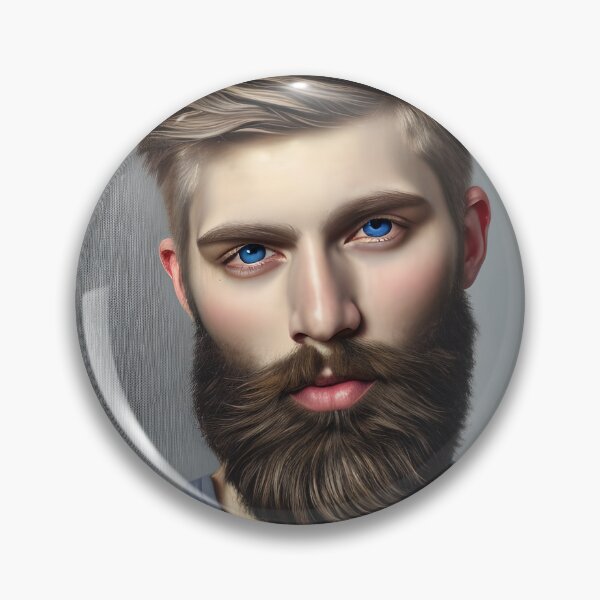 Item preview, Romatic Portrait of a Brown Haired, Bearded Man with Blue Eyes  designed and sold by LthrDaddyBear.