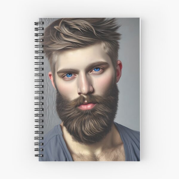Item preview, Romatic Portrait of a Brown Haired, Bearded Man with Blue Eyes  designed and sold by LthrDaddyBear.