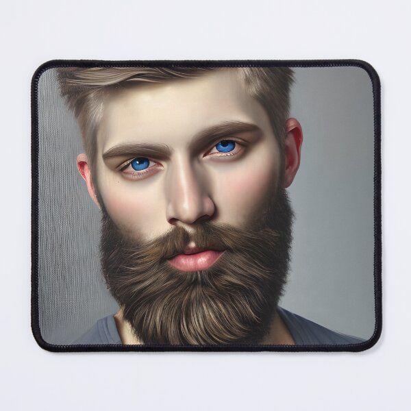 Item preview, Romatic Portrait of a Brown Haired, Bearded Man with Blue Eyes  designed and sold by LthrDaddyBear.