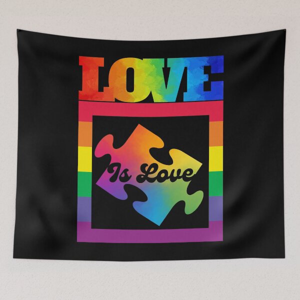 Item preview, Love is Love Jigsaw Rainbow LGBTQ Cute Gay Lesbian Bi Trans Valentine's Day 2023 designed and sold by 27th-Tee.
