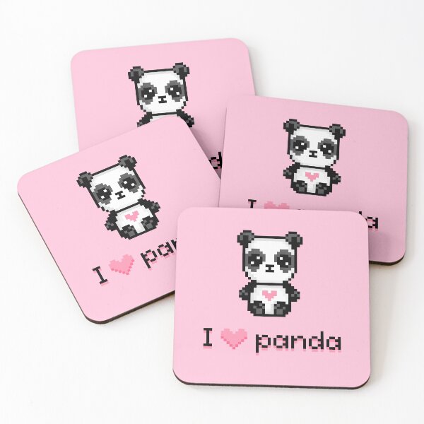 Item preview, Kawaii Panda with Lovehearts Pattern Pink designed and sold by Pixe11y.
