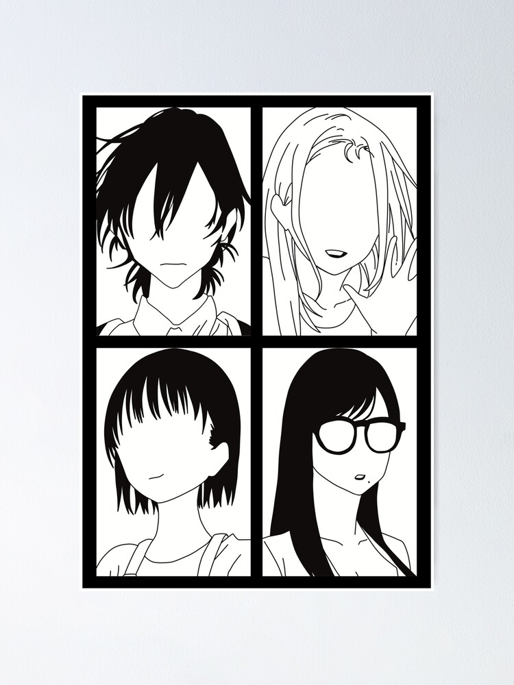 Summertime Render or Summer Time Rendering All Anime Characters in Black  and White Minimalist 4 Panels Pop Art Design - Summer Time Rendering -  Posters and Art Prints