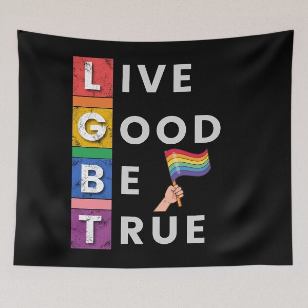 Item preview, Live Good Be True LGBT Pride Vintage Retro Gay Lesbian Bi Trans Valentine's Day designed and sold by 27th-Tee.
