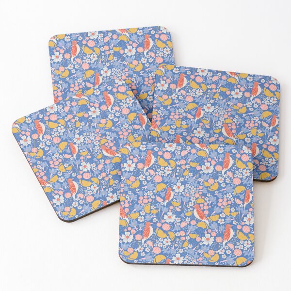 Item preview, Bird and Floral Pattern in blue designed and sold by tamongg14.