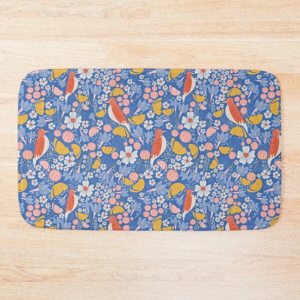 Item preview, Bird and Floral Pattern in blue designed and sold by tamongg14.