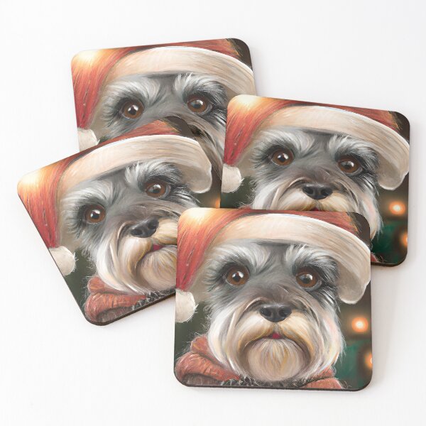 Item preview, Christmas Miniature Schnauzer Wearing A Santa Hat designed and sold by ZenEverAI.