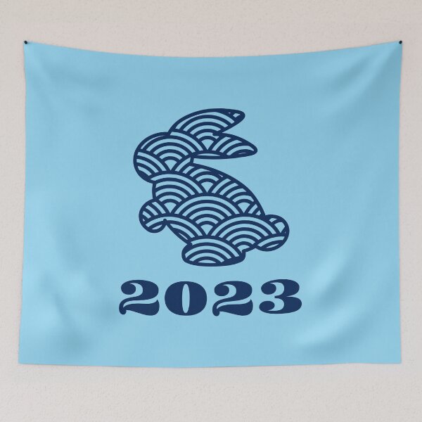 Item preview, Water Rabbit 2023, Year of The Water Rabbit, Lunar New Year, Blue background designed and sold by BearAndCat.