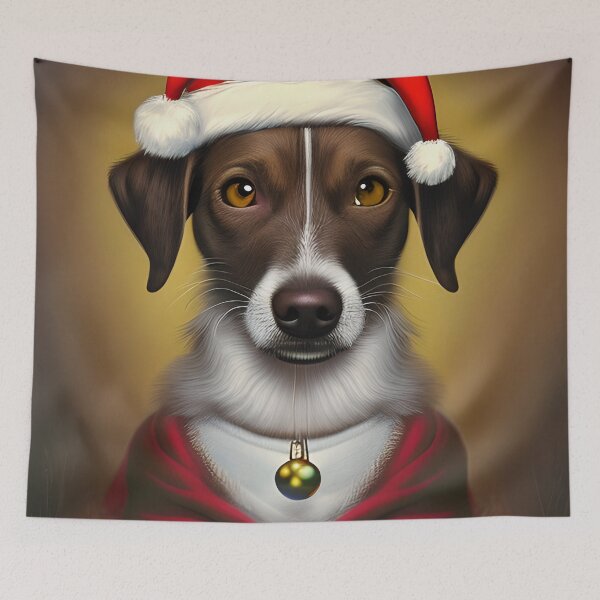 Item preview, Christmas Mountain Cur Wearing A Santa Hat designed and sold by ZenEverAI.