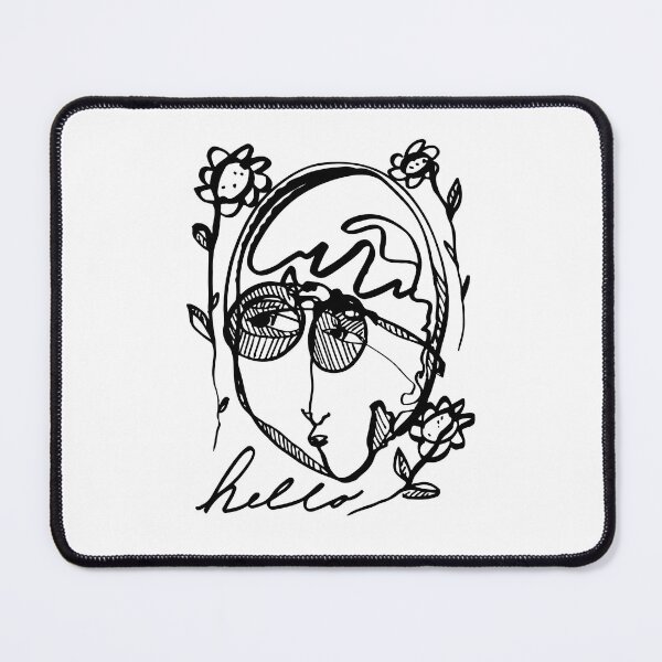 Item preview, Hello Darlin Abstract Face with Glasses and Flowers Line Art Design designed and sold by SleepingInCo.