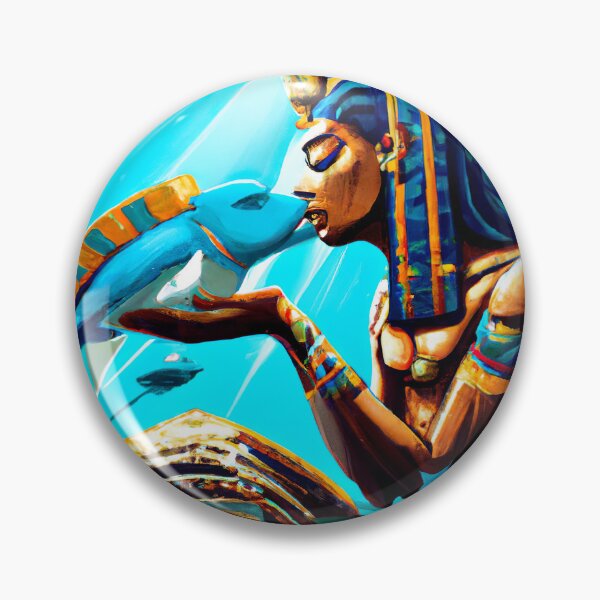 Item preview, Ancient Pharaoh Kissing a Fish : Blue Masterpiece designed and sold by QuotezArtist.