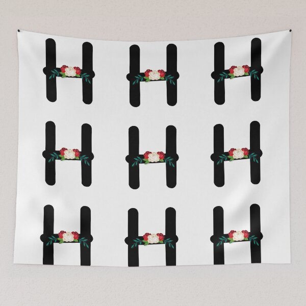 Item preview, Floral Black Monogram H  designed and sold by ModernStyleBoho.
