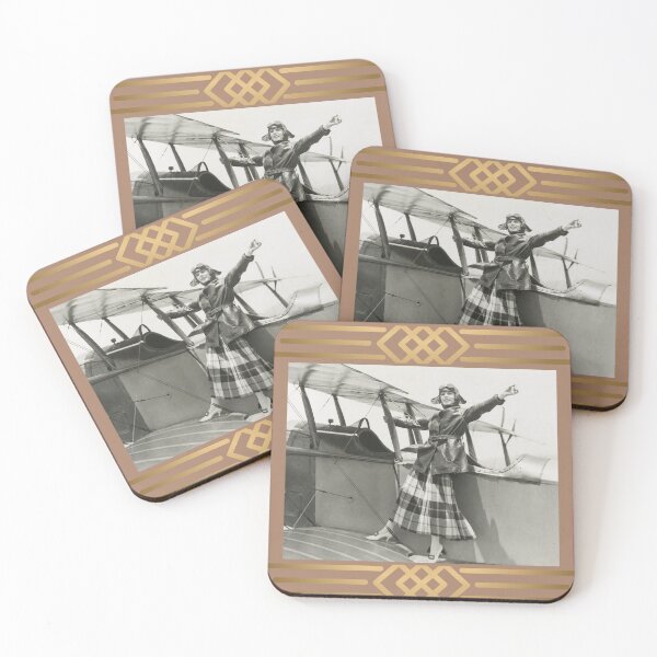 Item preview, woman aviator 1920s biplane pilot adventure designed and sold by LGMmugsdesign.