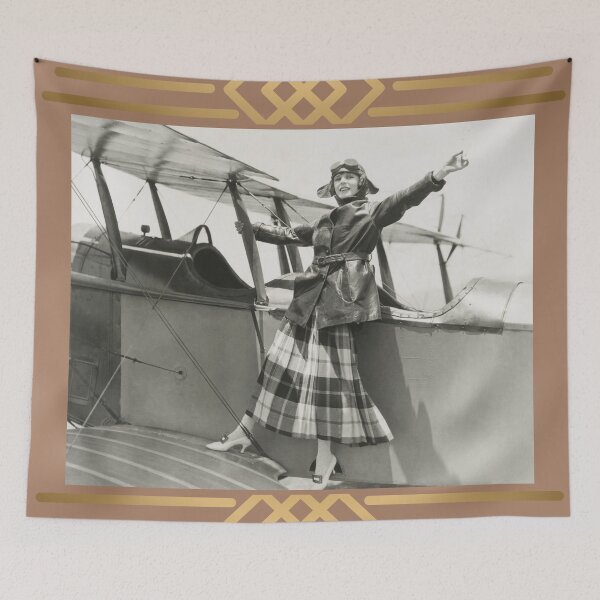 Item preview, woman aviator 1920s biplane pilot adventure designed and sold by LGMmugsdesign.