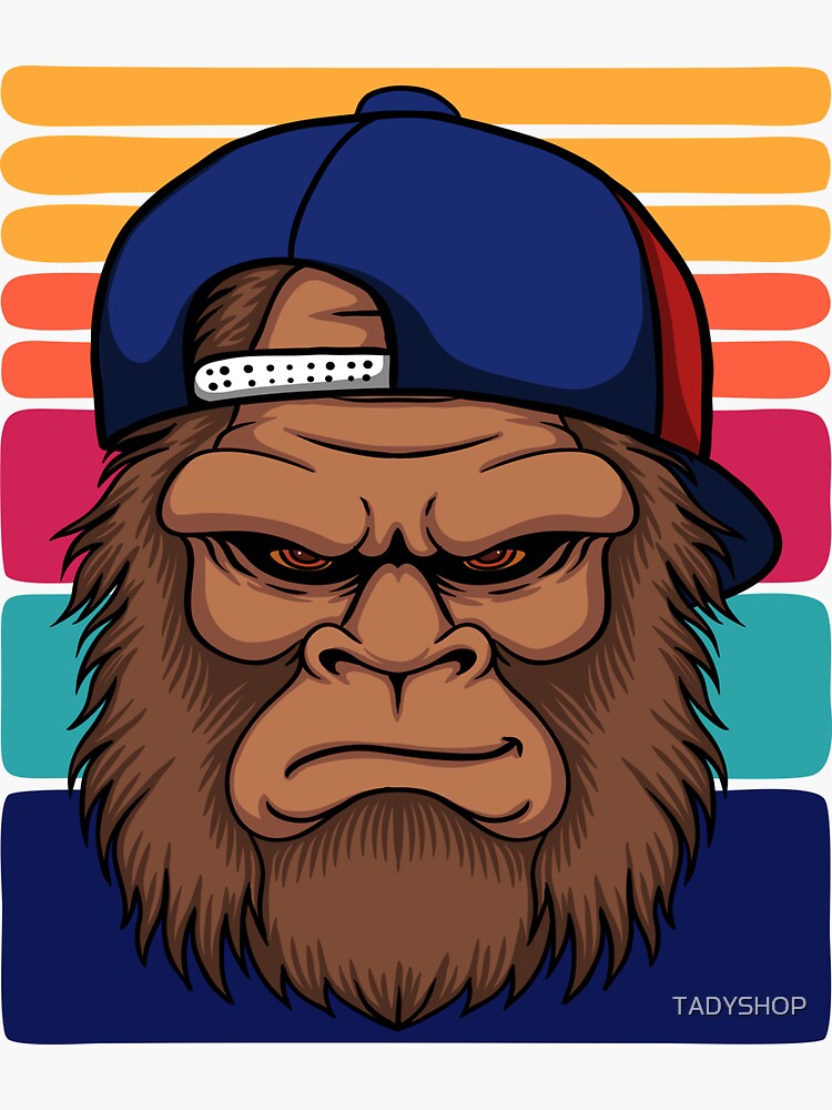 cool bigfoot wearing hat Sticker for Sale by TADYSHOP