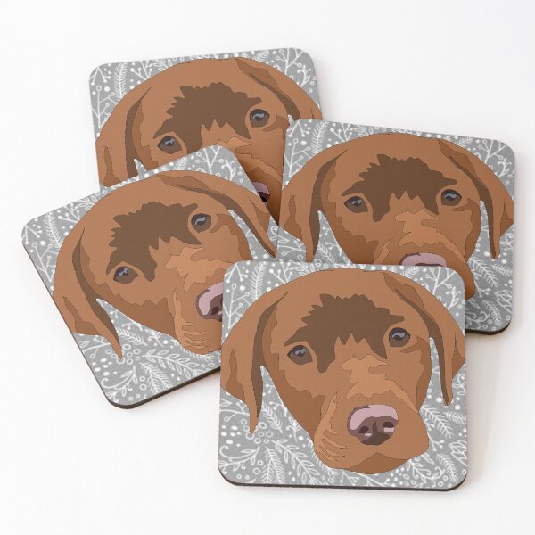 Item preview, Dark yellow/red lab With winter background  designed and sold by LeahcarsArt.