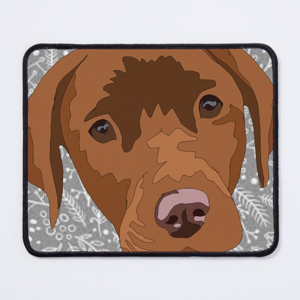 Item preview, Dark yellow/red lab With winter background  designed and sold by LeahcarsArt.