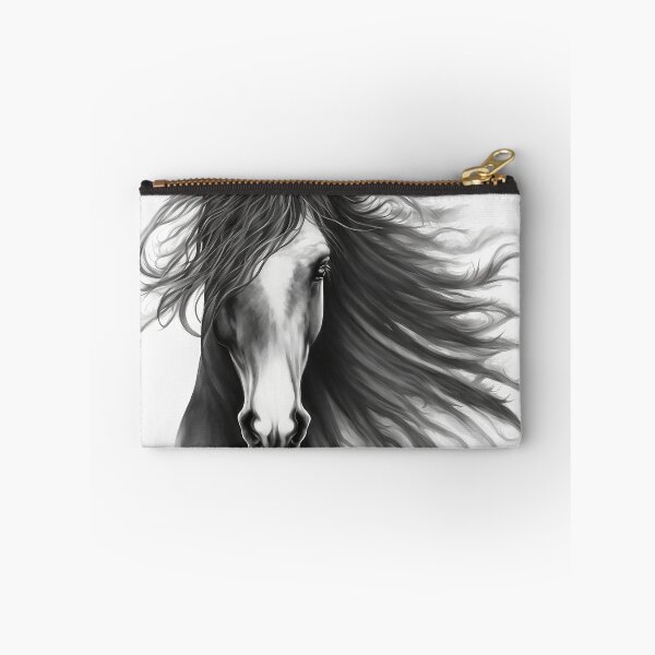Item preview, Black and white Horse with flowing mane - Pencil Drawing - Messy Hair designed and sold by photo4u2.