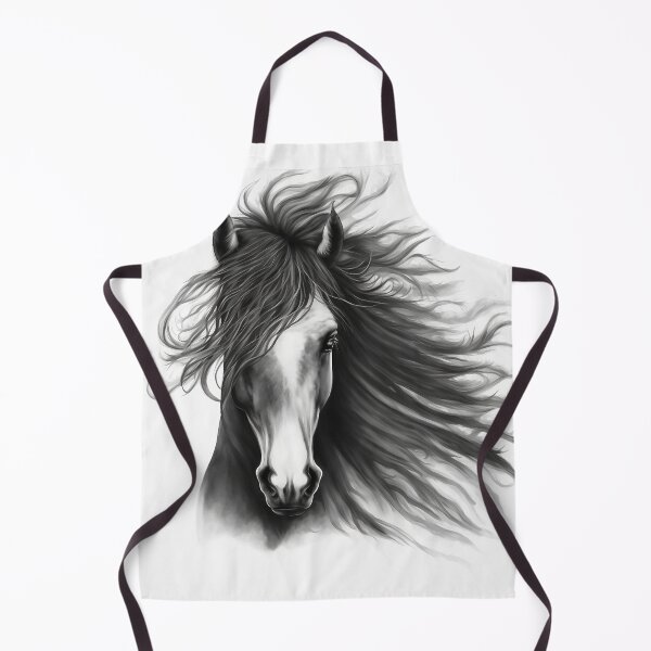 Item preview, Black and white Horse with flowing mane - Pencil Drawing - Messy Hair designed and sold by photo4u2.
