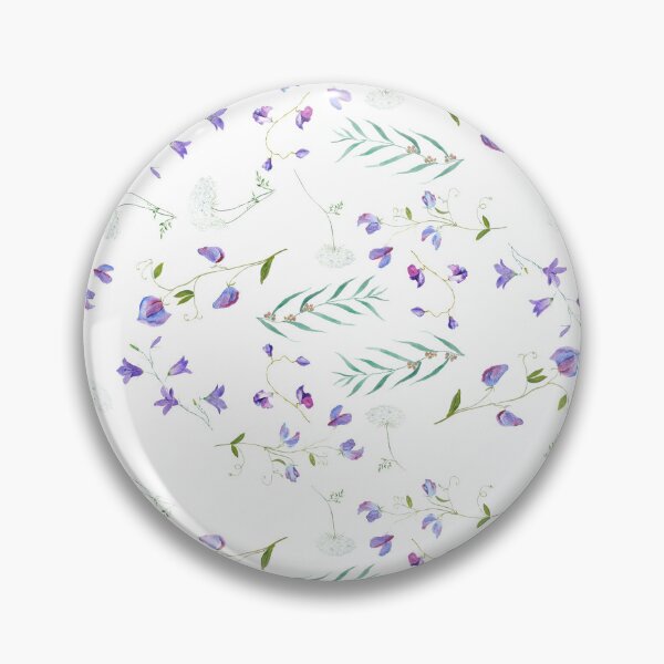 Item preview, white purple flowers pattern hand painted  designed and sold by ColorandColor.