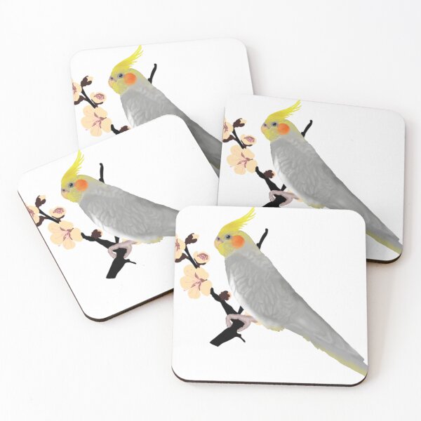 Item preview, Grey cockatiel and blossoms designed and sold by RadMomCreations.