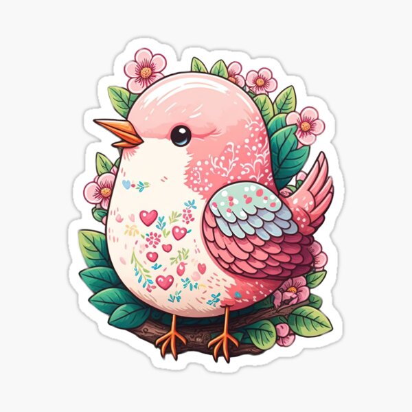 "Pink Love Bird of Happiness" Sticker for Sale by cardinalhill Redbubble