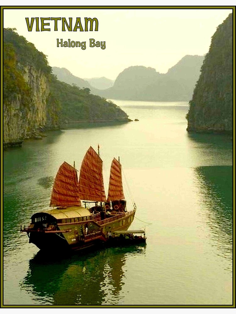 Disover VIETNAM : Vintage Halong Bay Tourism Advertising Print Premium Matte Vertical Poster