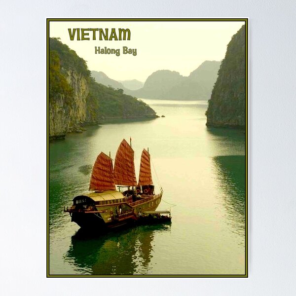 Item preview, VIETNAM : Vintage Halong Bay Tourism Advertising Print designed and sold by posterbobs.
