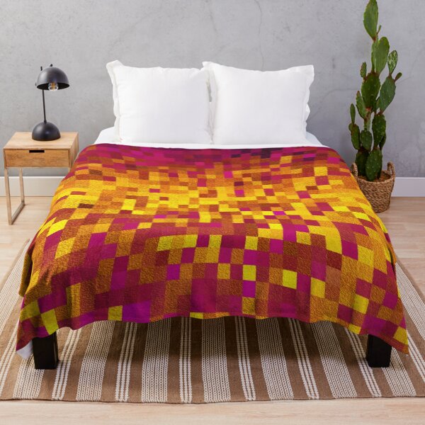 Item preview, Colorful pixel geometry pattern in yellow pink designed and sold by MadandMean.