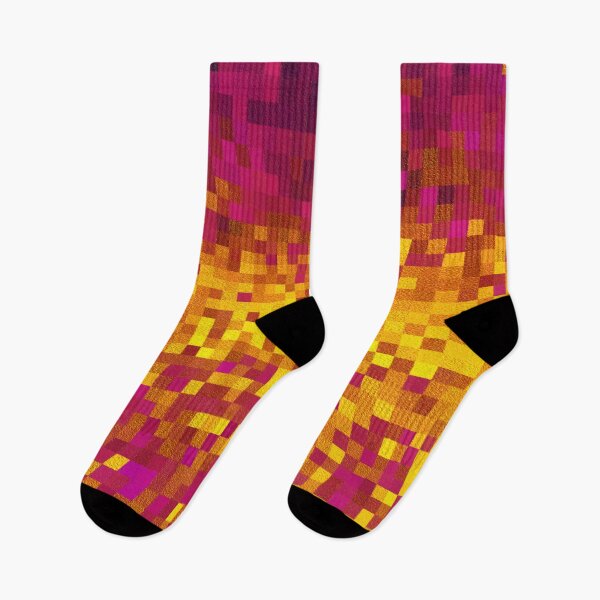 Item preview, Colorful pixel geometry pattern in yellow pink designed and sold by MadandMean.
