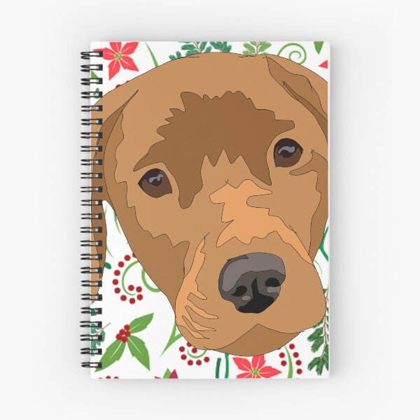 Item preview, Dark yellow/ light red lab With a winter patterned background  designed and sold by LeahcarsArt.