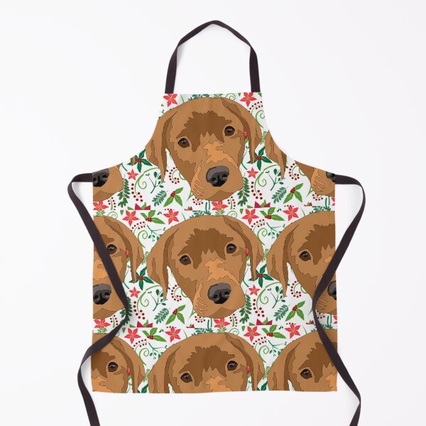 Item preview, Dark yellow/ light red lab With a winter patterned background designed and sold by LeahcarsArt.