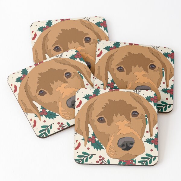 Item preview, Copy of Dark yellow/ light red lab With a winter patterned background  designed and sold by LeahcarsArt.