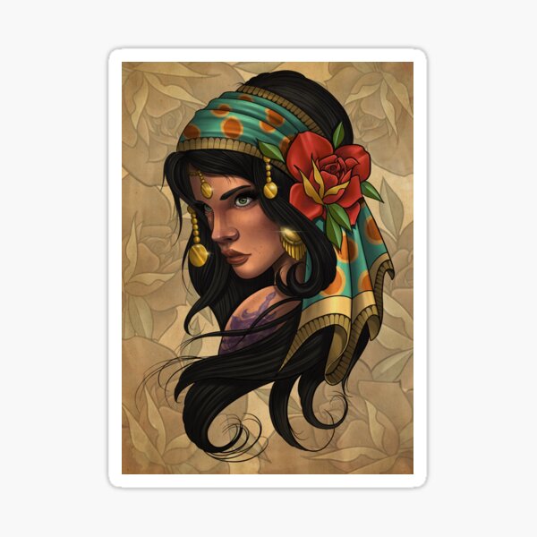 Gypsy girl tattoo Sticker