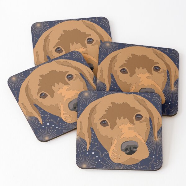 Item preview, Copy of Copy of Dark yellow/ light red lab With a winter patterned background  designed and sold by LeahcarsArt.