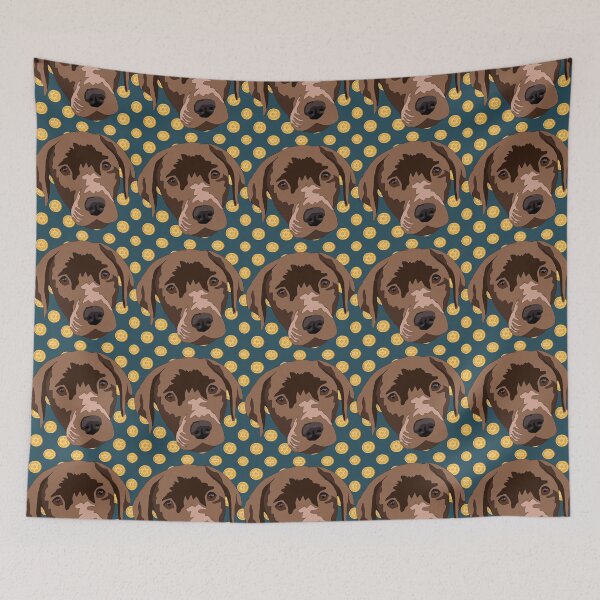 Item preview, Chocolate lab with a gelt background  designed and sold by LeahcarsArt.