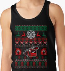 Merry Firefighter Ugly Christmas Sweater Funny Tshirt Men's Tank Top