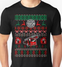 Merry Firefighter Ugly Christmas Sweater Funny Tshirt Unisex T-Shirt