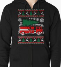 Merry Firefighter Ugly Christmas Sweater Funny Tshirt Zipped Hoodie