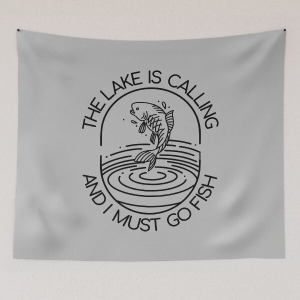 Item preview, The Lake is Calling and I Must Go Fish Outdoor Sport Fishing Quote (BLACK) designed and sold by CRHPOD20.