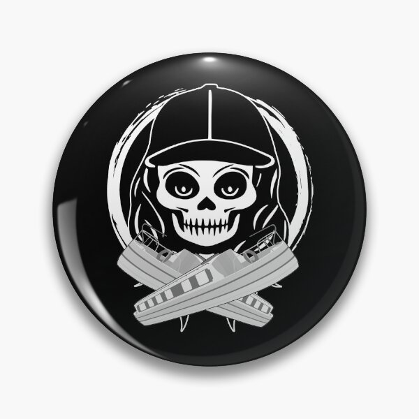 Artikelvorschau, Gongoozler-Frauenschädel und gekreuztes Narrowboats-weißes Logo entworfen und verkauft von Nuletto.