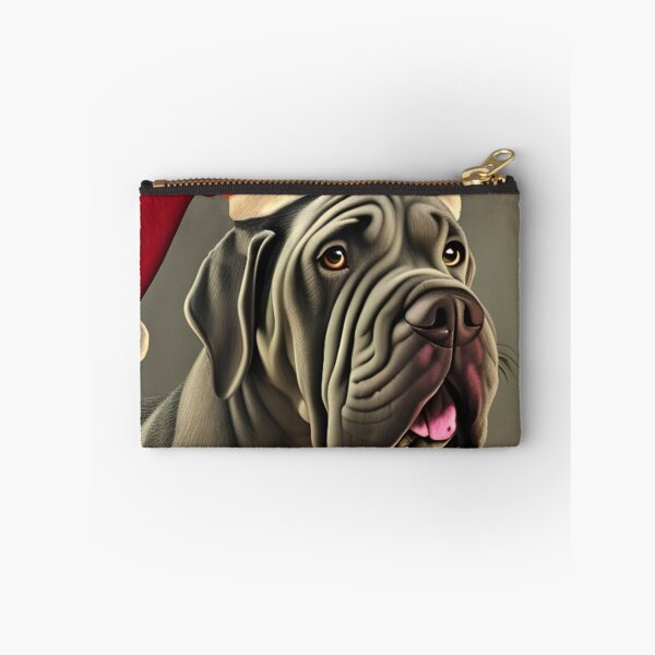 Aperçu de l'œuvre Dogue de Naples de Noël portant un chapeau de Père Noël créée et vendue par ZenEverAI.