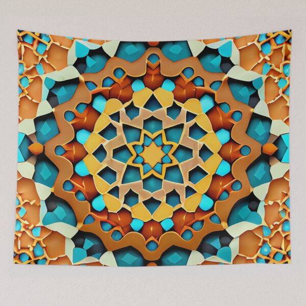 Item preview, Complex Dazzling Semi Abstract Moroccan Pattern Digital Painting designed and sold by CodeAndColors.