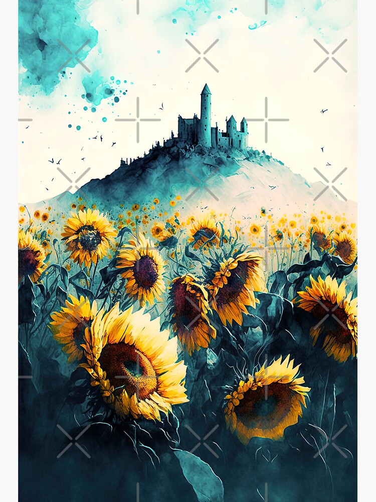 Sunflower Fields fashion original watercolor painting