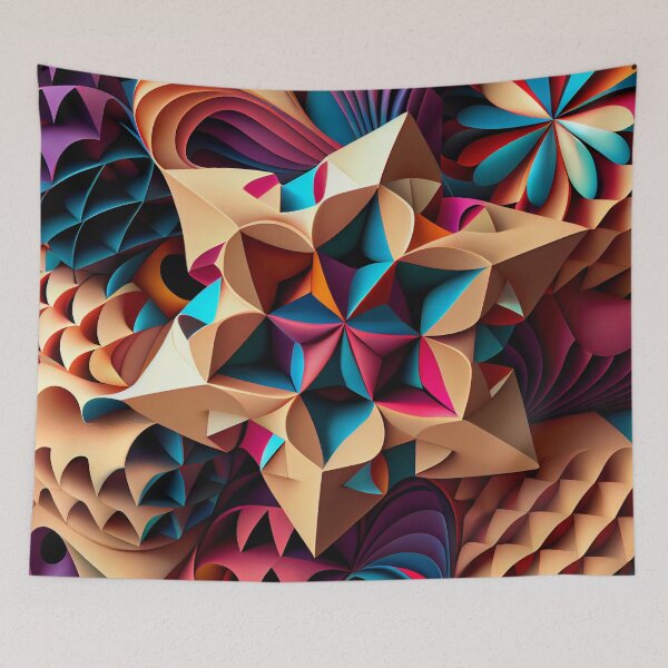Item preview, Three Dimensional Colorful Maximalist Pattern Digital Painting designed and sold by CodeAndColors.