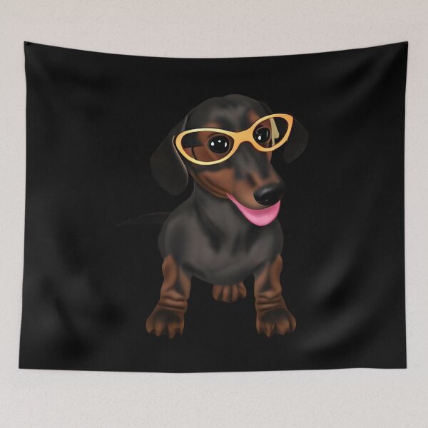 Item preview, Funny mini dachshund puppy with glasses designed and sold by The Love Quill.