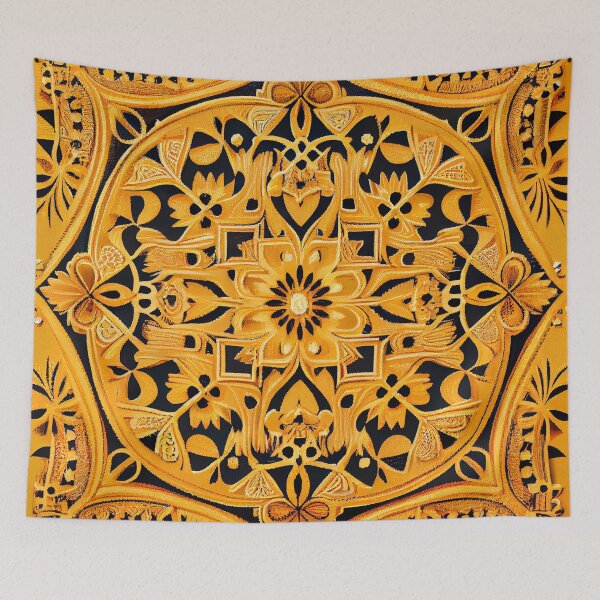 Item preview, Yellow Traditional Pattern Digital Painting designed and sold by CodeAndColors.
