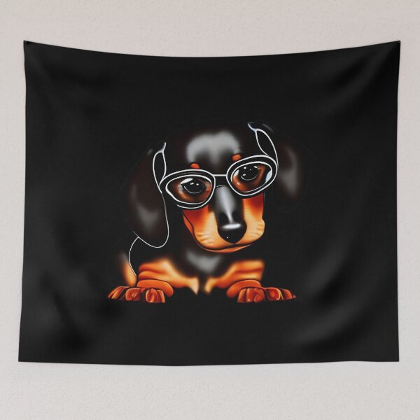 Item preview, Funny mini dachshund puppy with glasses designed and sold by The Love Quill.